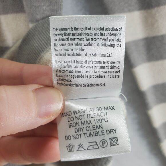 sz 42 Purotatto Silk Cashmere Knit Turtleneck Stripes Italy Italian Taupe Cream - Picture 6 of 12